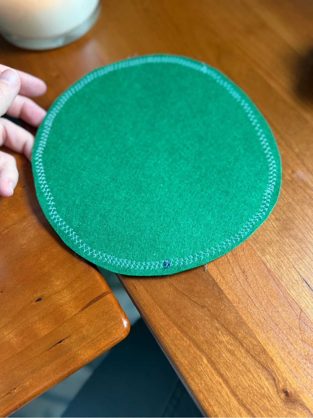 Hand-Embroidered Blue Candle Mat - Picture 5 of 5